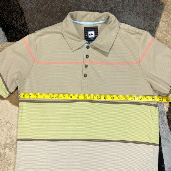 Men’s Tan/Green Quicksilver Polo Shirt, Size Large - Picture 6 of 8